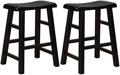 

Heavy-Duty Solid Wood Seat Kitchen Counter Height Barstools, 24 Inches, Unfinished, Set of 2