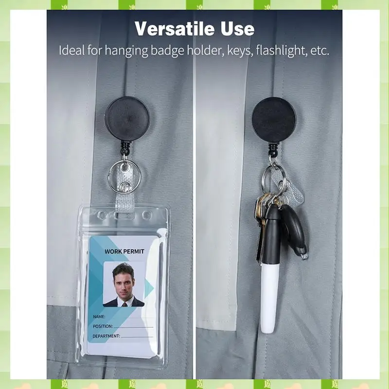 2025 3Pack Retractable Badge Reel With Swivel Alligator Clip Heavy Duty Retractable Keychain With Stainless Steel Spring Coil Du