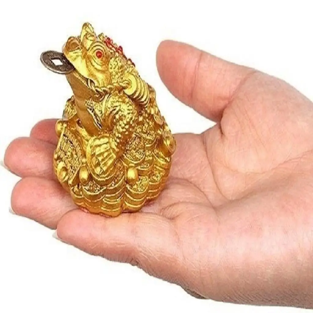Feng Shui Resin Money Frog Three Legged Ornament Statue Wealth Symbol Lucky Figurine for Office Store Home