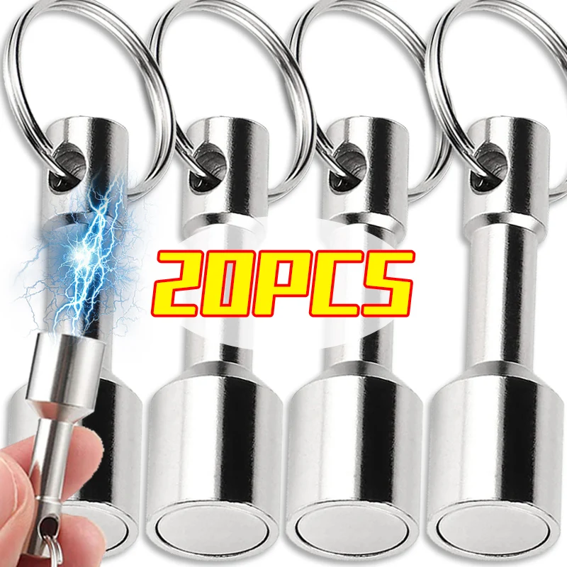 1/20pcs Strong Metal Magnet Keychain Anti-loss Car Keys Split Ring Pocket Keyring Magnetic Hanging Holder Portable Outdoor Tools