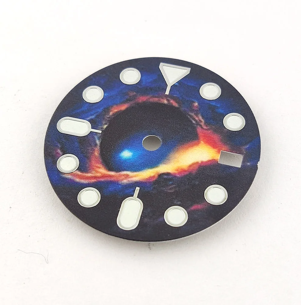 Esfera de reloj de 28,5mm, esfera NH35, esfera NH36, esfera colorida, Esfera luminosa completa, logotipo personalizado DIY adecuado para movimiento NH35/36