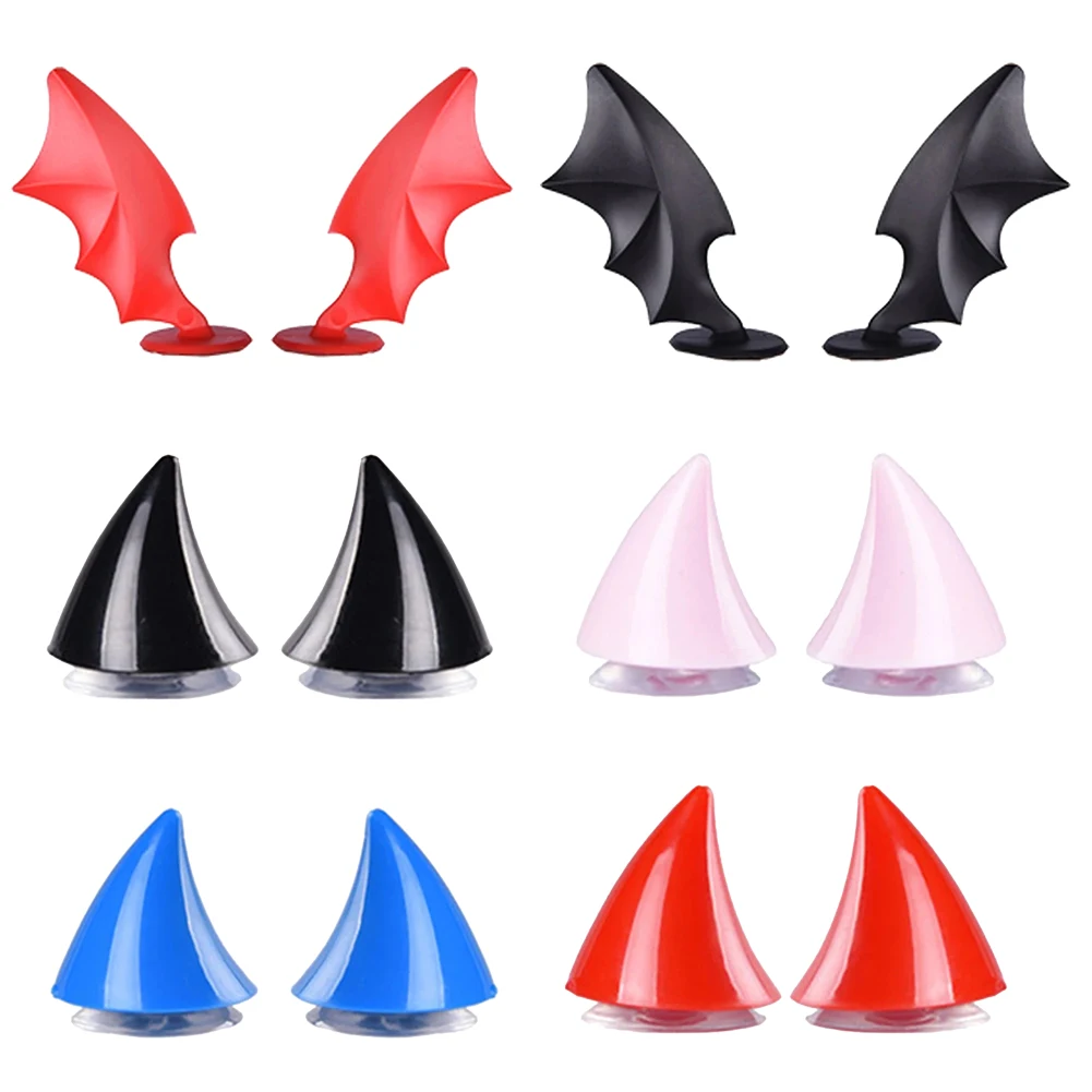 2pcs/Set Motorcycle Helmet Decoration Motorcycle Short Devil Horns Helmet Decoration Stickers ABS Multicolor Helmet Accessories