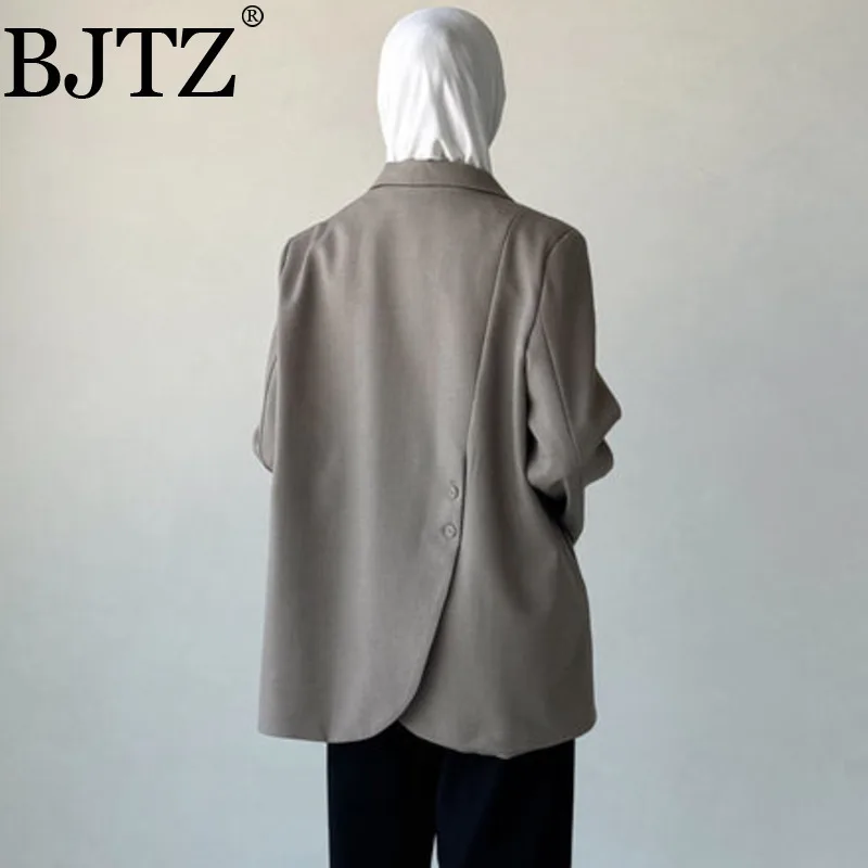 

BJTZ Designer Women’s Irregular Buttons Blazer Jacket 2025 Summer Textured Lightweight Asymmetric Oversized Structured Crop