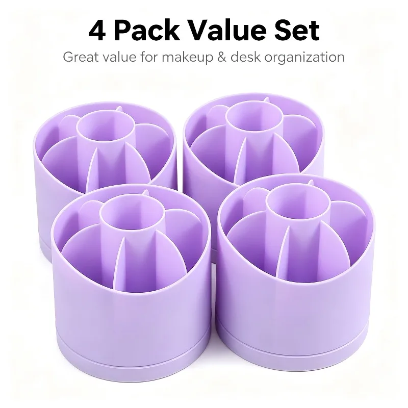 4pcs Rotating Pen Holder/Cosmetic Storage Boxes Value Set 360° Portable Desktop Organizer for Office Stationery Beauty Products