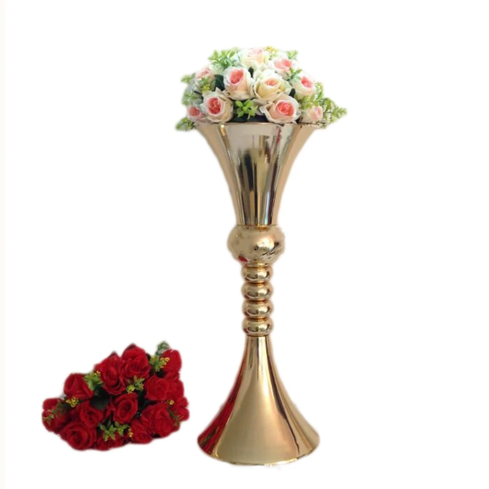 65cm height flower vases gold metal candle holder candle stand wedding centerpiece event party road lead home decor 10 pcs/ lot