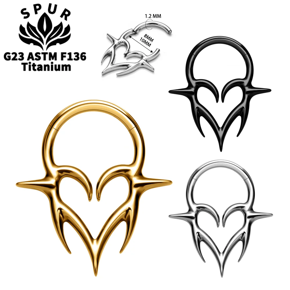 

New G23 Titanium Piercing Tribal Fangs Earring Septum Hoop 16G Hinged Ear Tragus Helix Cartilage Thorny Nose Ring Body Jewelry