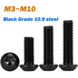 Torx Button Head Screw Black Grade 10.9 steel M3 M4 M5 M6 M8 M10 Six-Lobe Torx Pan Round Head Screw Bolt GB2672