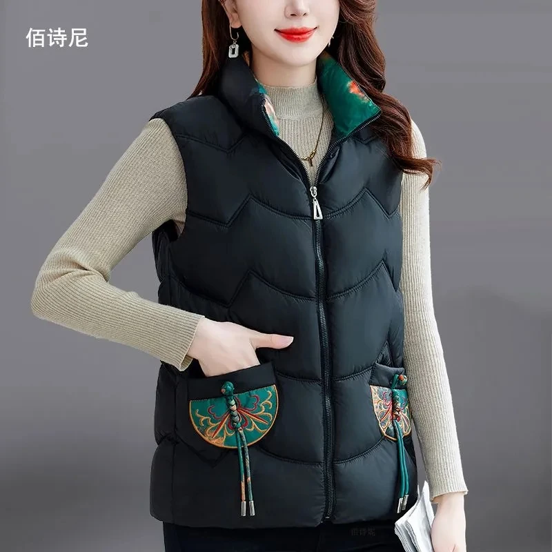 

2026 пуховый хлопковый жилет, женская весенне-осенне-зимняя куртка без рукавов среднего возраста, майка, тонкий короткий теплый женский жилет