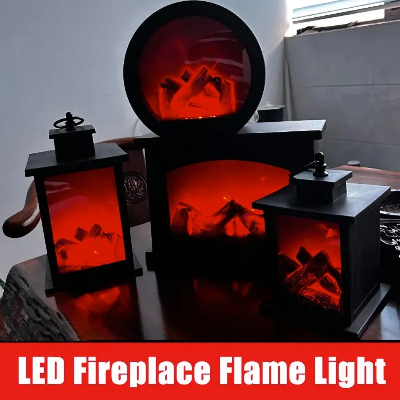 LED Fireplace Lights, Charcoal Style Decorative Table Lamp, Flame Lighting for Gift Party Camping Summer Kids Home Decor