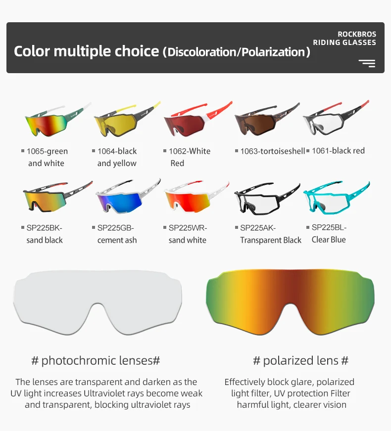 ROCKBROS Fahrrad Brille Photochrome Linse UV400 Sonnenschutz Fahrrad Sonnenbrille Outdoor Sport Brillen MTB Rennrad Brille – Detail 3