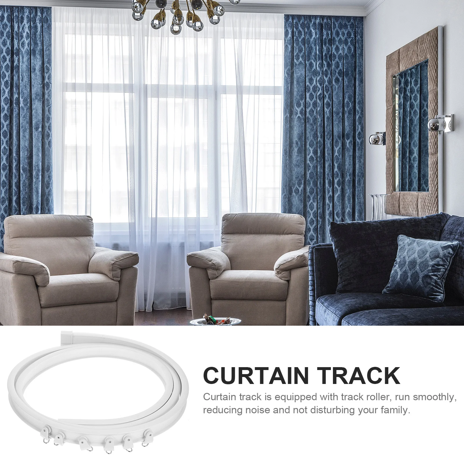 

1 set 1 Set Bendable Ceiling Curtain Track Kit Stainless Steel Pvc Quiet Slide Room Divider Rail System For Home Office Bedroom