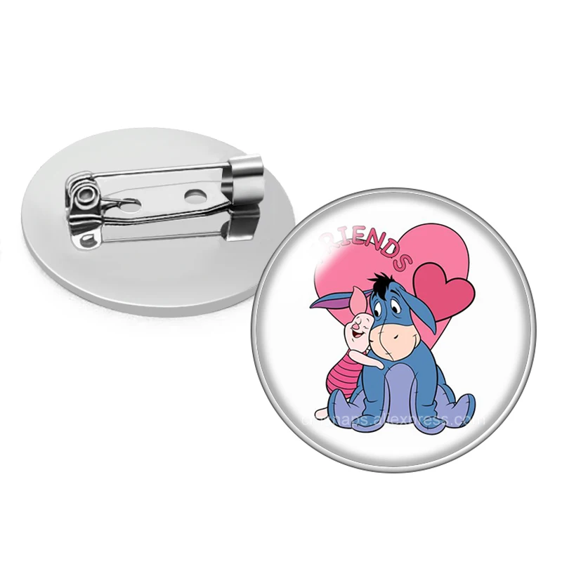 Pooh Friends eeyore donkey Cartoon Photo Glass cabochon Brooch pinback button Bag Clothes Denim Jeans Lapel Pin Badge Jewelry