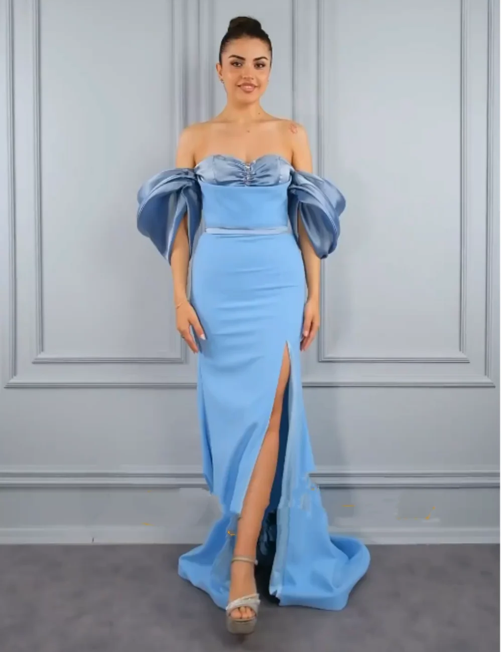 

Sizes Available Jersey Pleat Trumpet Off-the-shoulder Long Dresses Homecoming Elegant Exquisite High Quality Retro