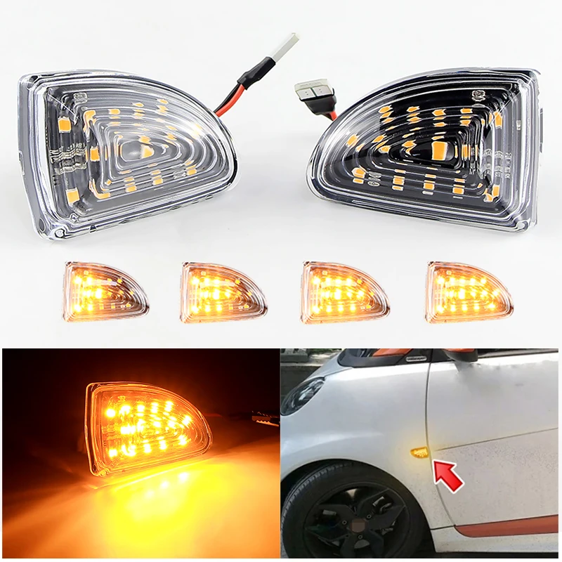 

2× for Mercedes-BENZ Smart Fortwo W451 Coupe Cabrio 2007-2014 -LED Dynamic Side Marker Turn Signal Light Sequential Blinker Lamp
