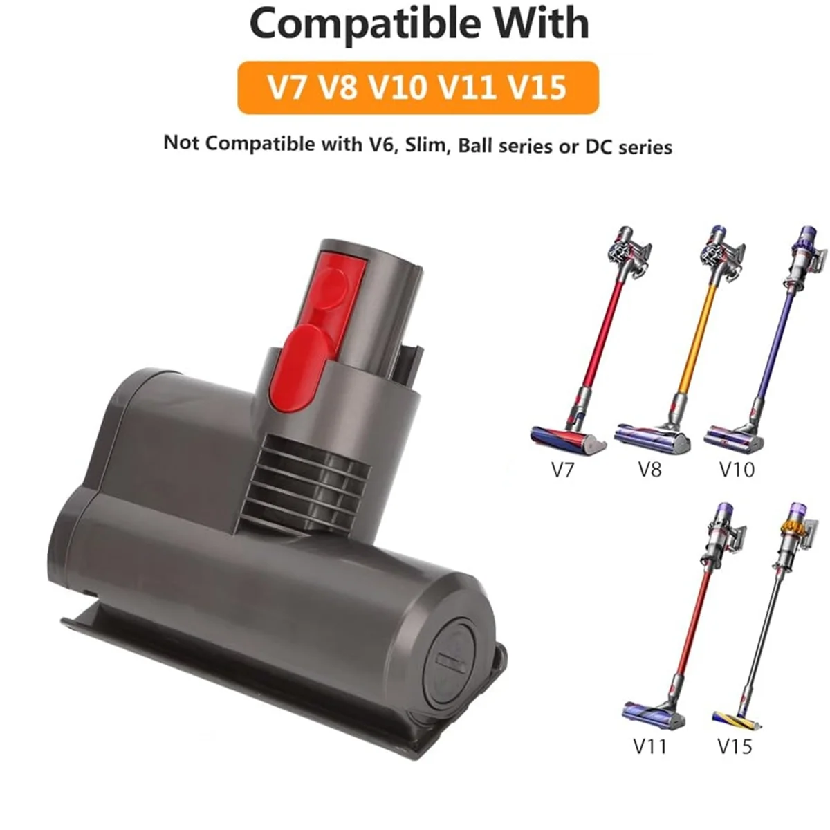 FZFZ 미니 브러시 헤드 도구 (V7 V8 V10 V11 V15 무선 스틱 진공 청소기용) 침대 소파 카펫 자동차 딥 클리닝