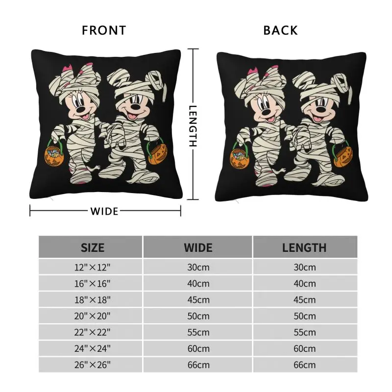 Custom Mickey Mouse Minnie Mouse Cushion Covers Halloween Pumpkin Velvet Modern Throw Pillow Case