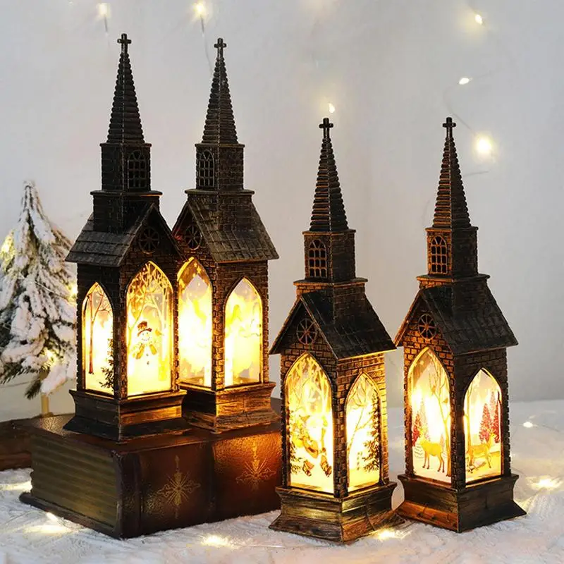 Light Up Church Decor Decorative Battery Operated Lantern Ornament Christmas Party Supplies Battery Candle Lights