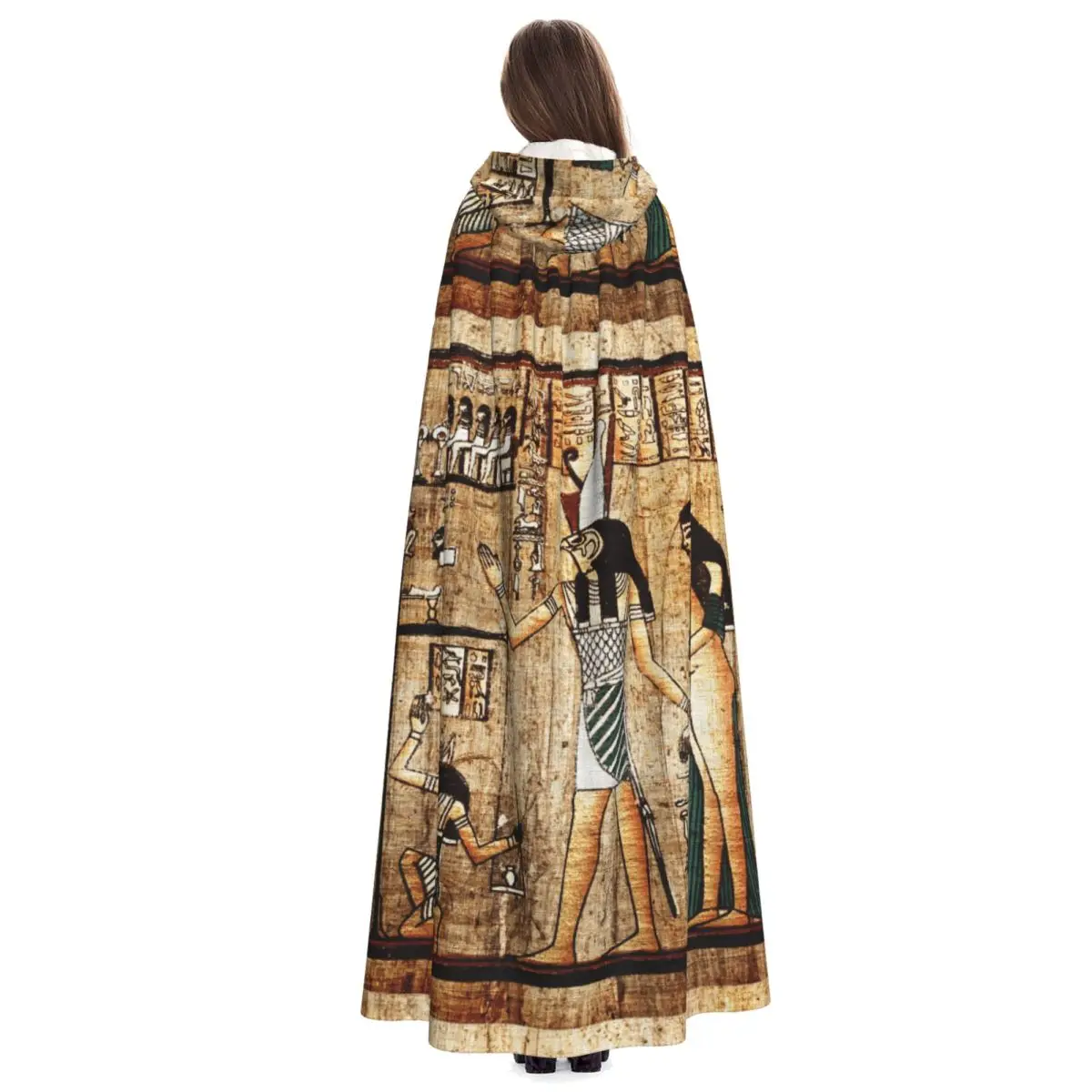 Hooded Cloak Unisex Cloak with Hood Ancient Egyptian Papyrus With Pharaoh Cloak Vampire Witch Cape Cosplay Costume - view 4