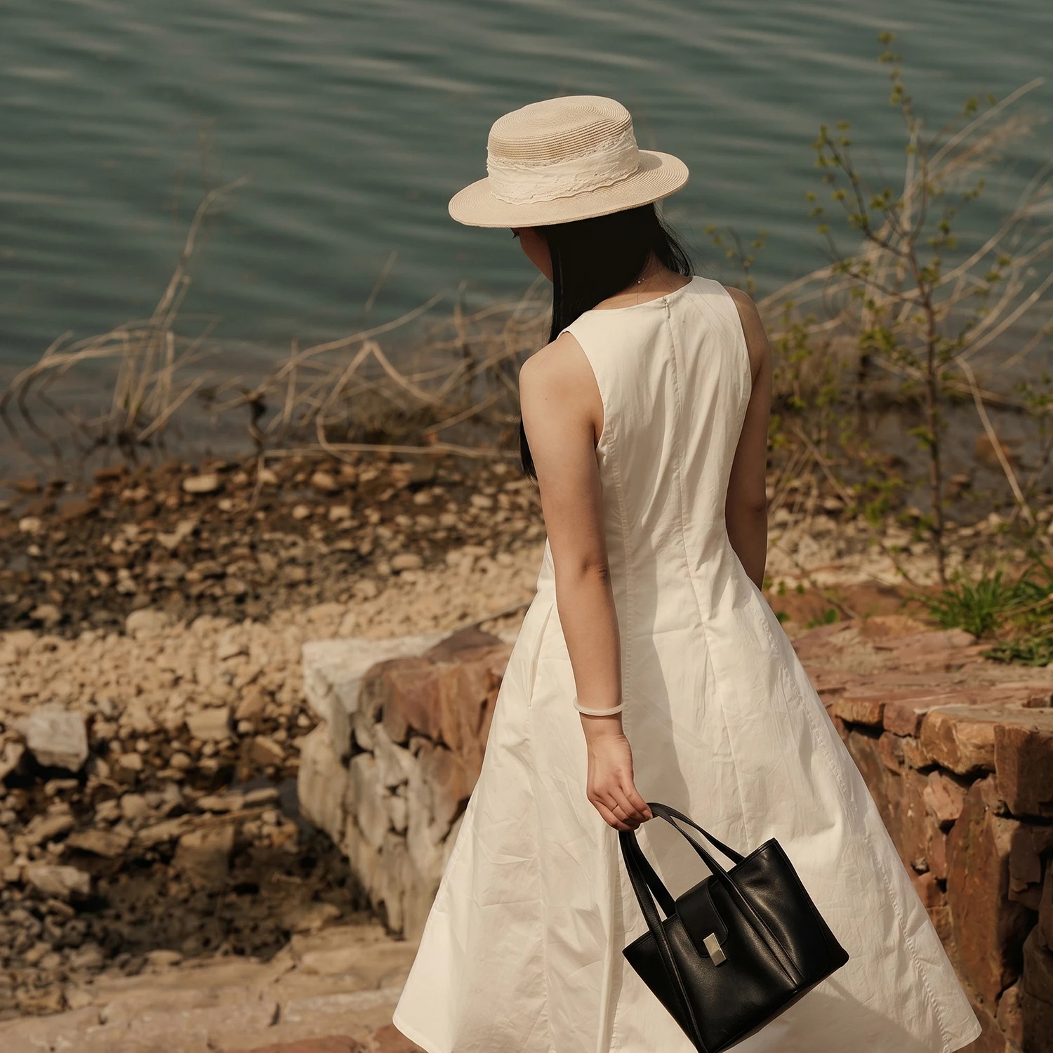 本革トートバッグ レディース ヴィンテージ トップハンドル  - Structured Handbag Top Handle のレビューと価格