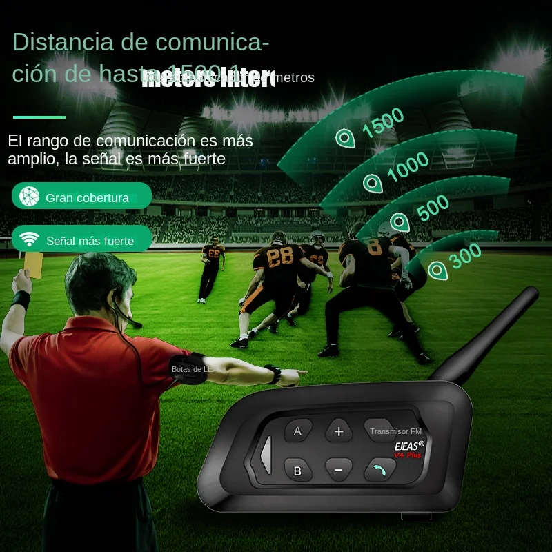 EJEAS Intercomunicador para Árbitro, Interfono de Conferencia Bluetooth, Auriculares de 1200m de Alcance, Dúo Completo para Fútbol, Dispositivo que