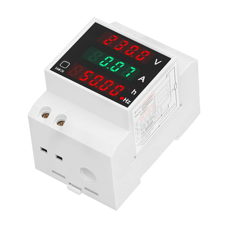 Din Rail LCD Digital Voltmeter Voltage Current Power Wattmeter Electric Energy kWh Meter Frequency Volt Amp Monitor AC 220V 100A