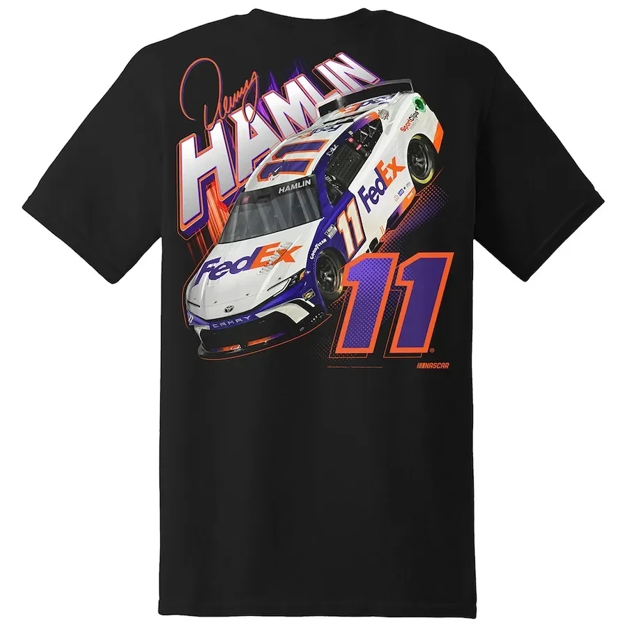 تي شيرت Denny Hamlin 11 Motor Sports Racing للرجال رياضي خفيف الوزن من القطن كلاسيكي بأكمام قصيرة ورقبة مستديرة #2