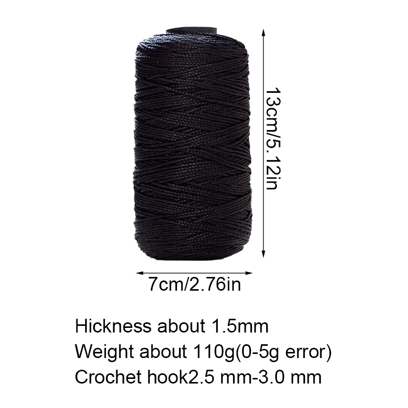 110 g/rollo de 1,5mm de hilo de tejer de ganchillo, cordón de ganchillo Multicolor para sombreros hechos a mano, bolsas de costura, hilo hueco, manualidades DIY