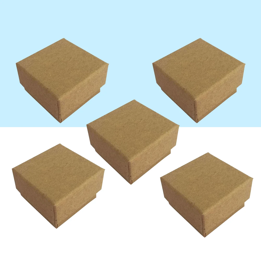

5Pcs Kraft Paper Earrings Gift Boxes Vintage Square Design Jewelry Storage Packaging Cases for Necklaces Bracelets