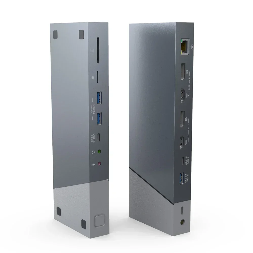 2025 16 Ports USB C Hub With DC Power Adapter for Macbook Triple Displaylink MST Docking Station