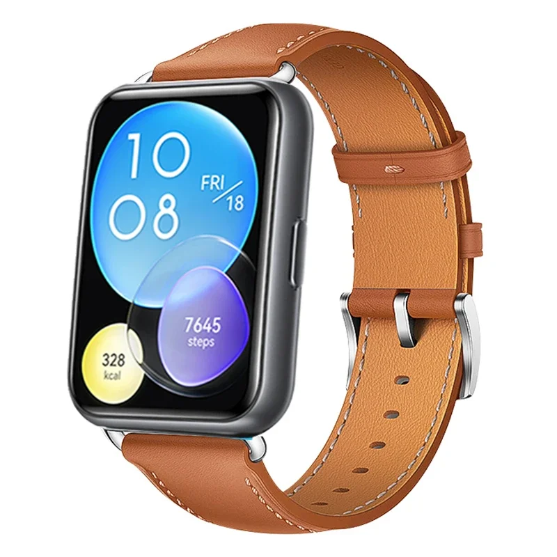 Strap For Huawei Watch Fit 2 Smartwatch Band Replacement Wristband retro Genuine Leather Bracelet correa Huawei Fit2 Accessories image 2
