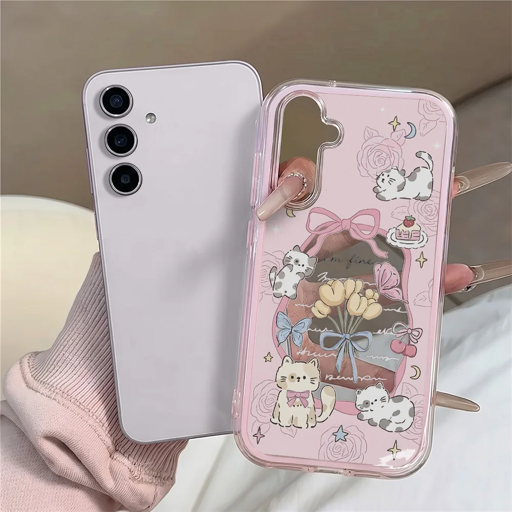 Cute Cat Phone Case For Samsung A56 A57 A16 A07 A37 A17 A53 A54 A25 A34 A35 A55 S25 S26 Ultra S24 S23 S22 Soft Silicone Cover