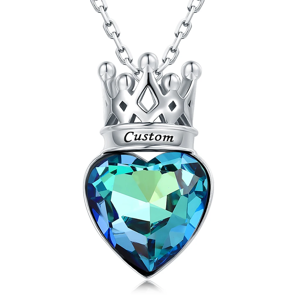 

925 Sterling Silver Personalized Queen Crown Name Necklace With Simulated Crystal Custom Jewelry Birthday Gift for Women Dughter