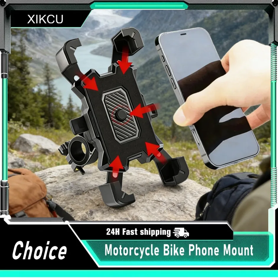 Fahrrad-Handyhalterung 360° °   Drehbarer Elektrischer Halter für iPhone Xiaomi, Rutschfester Fahrrad- und Motorradständer für MTB und Motorräder