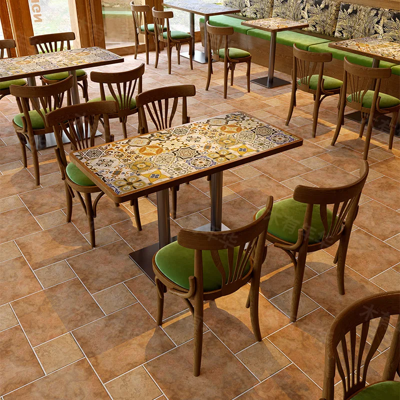 

Solid wood tables and chairs theme cuisine barbecue bistro sugar water shop tea coffee tea house restaurant rectangular round ta