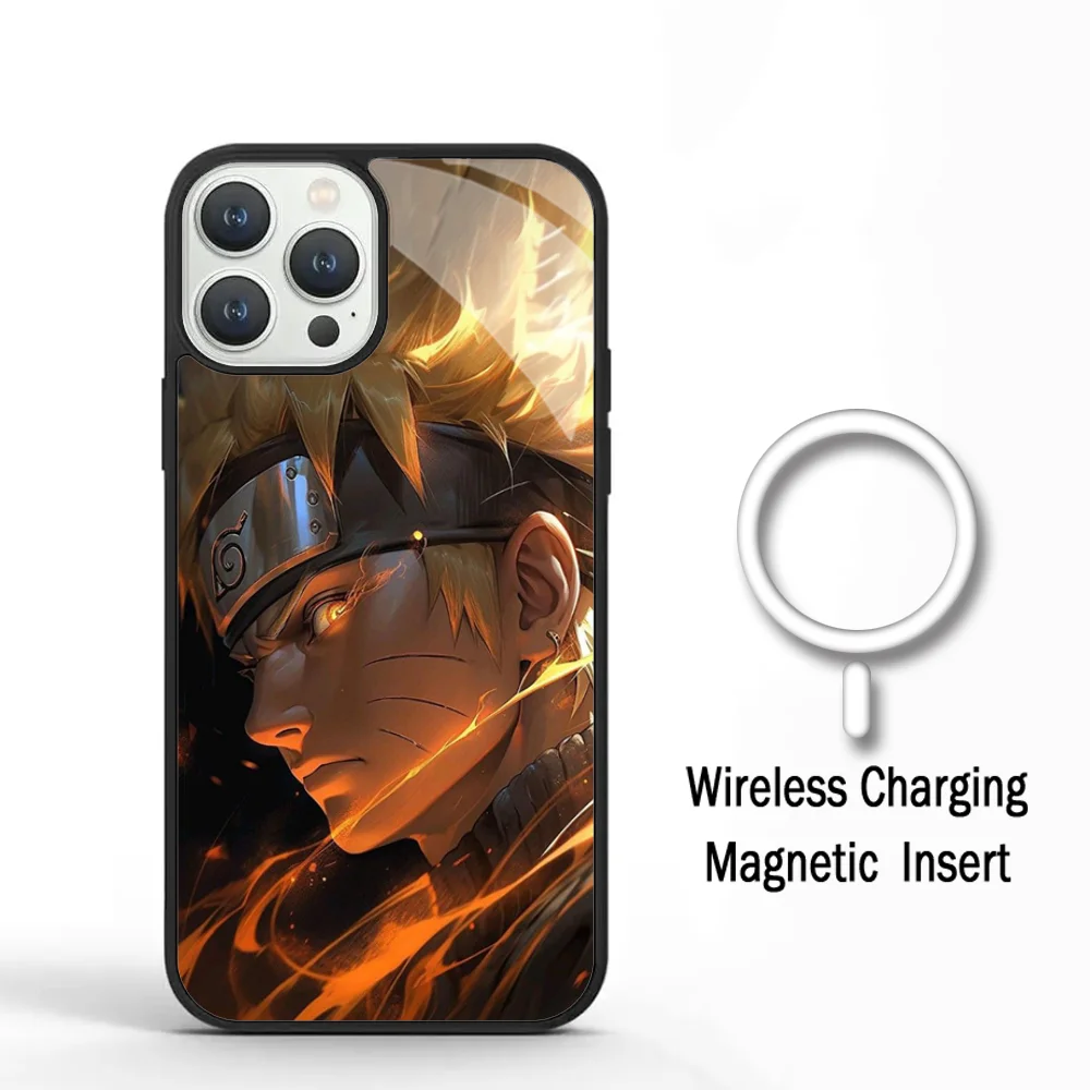 Anime Cool-N-Narutos Phone Case For IPhone 11 12 13 14 15 Plus Pro Max Mirror Acrylic Cover For Magsafe Wireless Charging