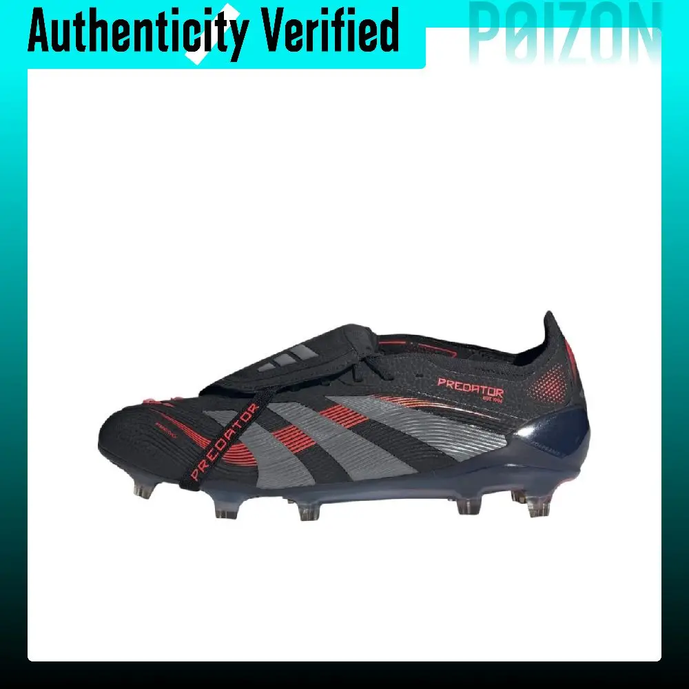 Adidas PREDATOR ELITE Soccer Shoes Unisex Low Top Core Black/Gray/Clear Red ID8964