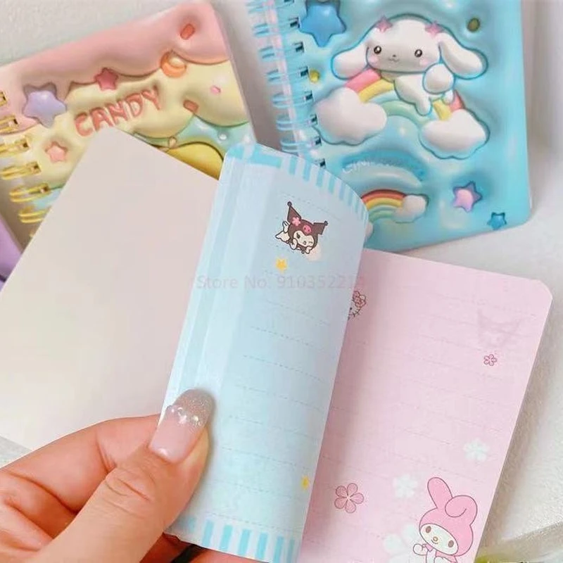 Imagem -06 - Sanrio Olá Kitty Cartoon Notebook 3d Expansão Notepad Kuromi Mymelody Estudante Papelaria Escolar Presentes da Menina Atacado 24 Pcs