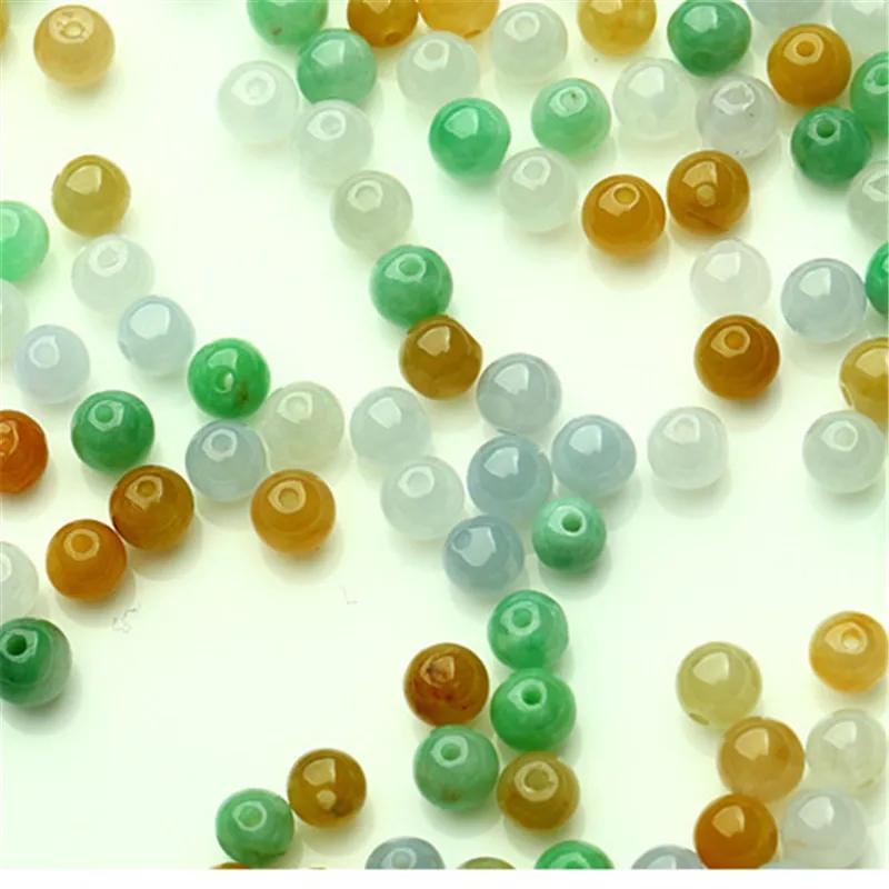 Loose Jade Beads Natural Tricolor Ice-likeaGoods Jade Beads Bracelet Necklacediy8 13mmRound Beads Factory Wholesale