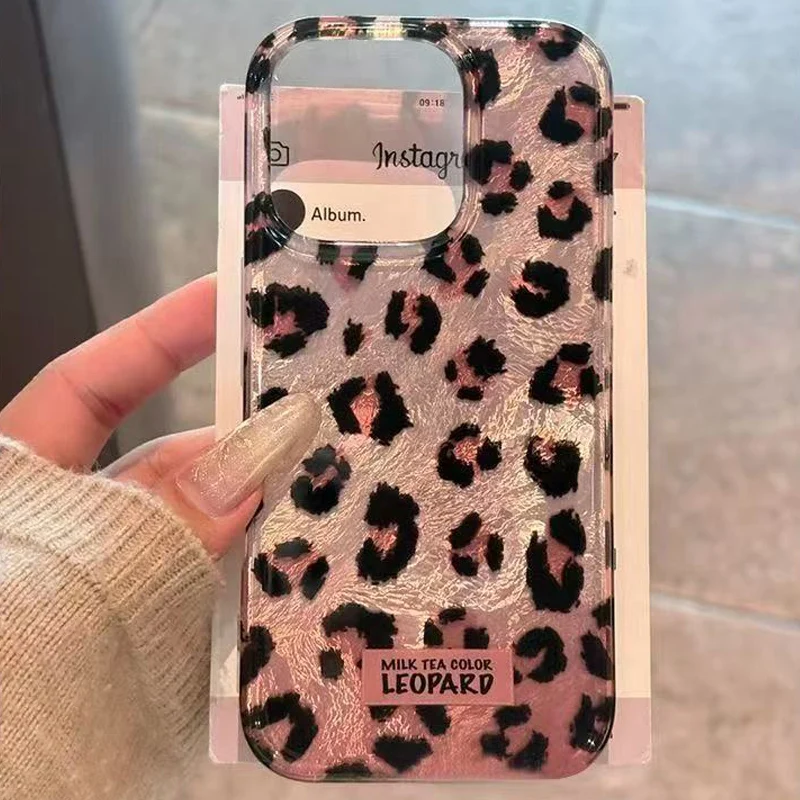 Luxury Leopard Print Vortex Phone Case for iPhone 17 16 15 14 13 12 11 Pro Max X Xs XR XSMax Air Plus Feather Texture Back Cover