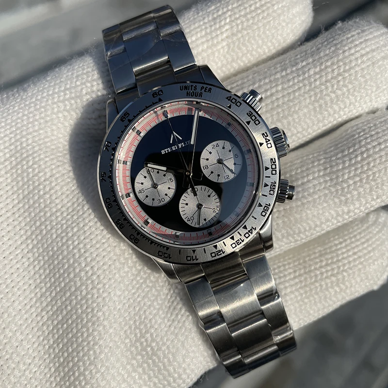 STEELFLIER Men Chronograph Watch 39mm Quartz Wristwatch 200M Waterproof BGW-9 Luminous Sapphire Mirror VK63