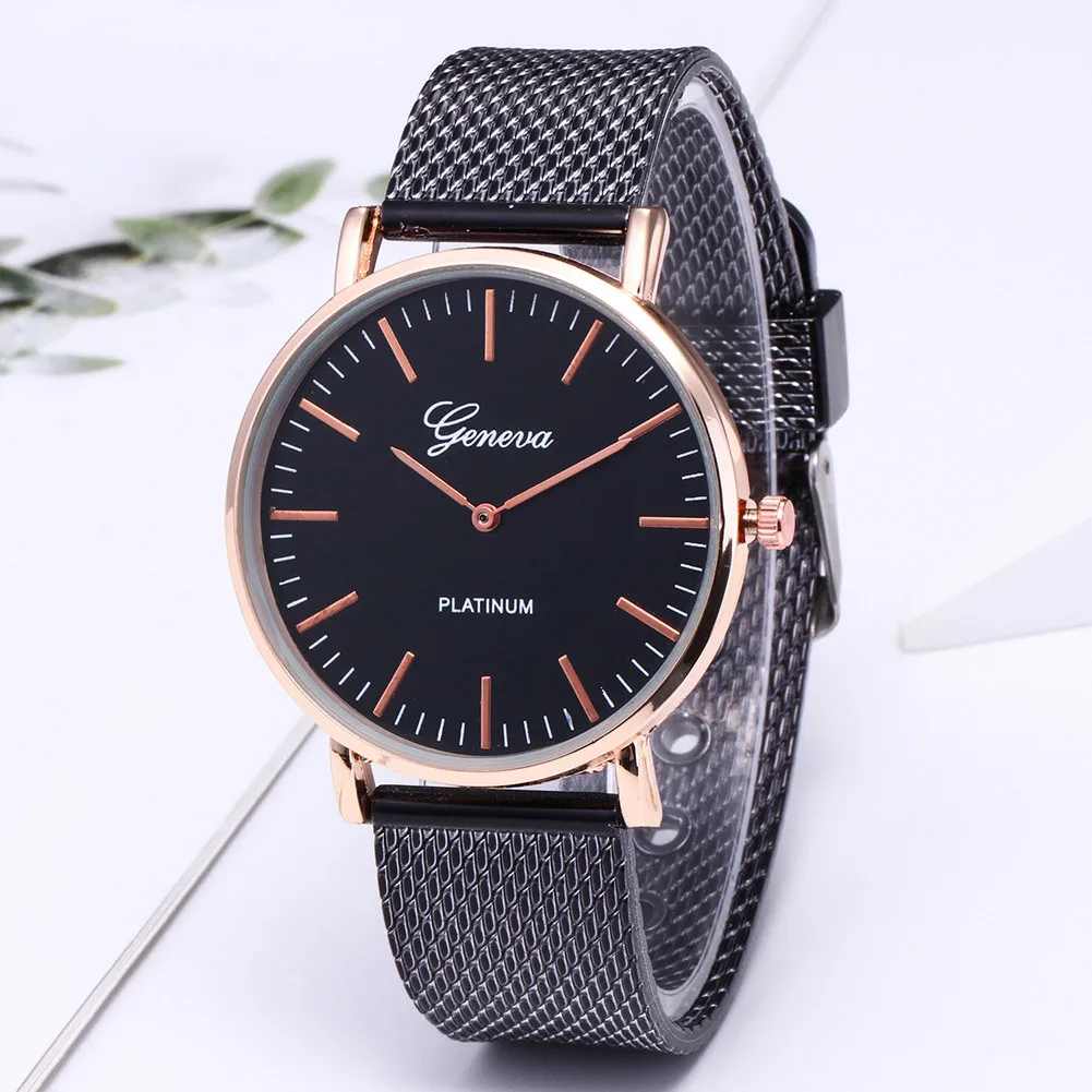 Reloj de cuarzo fino Simple con correa de malla para hombres y mujeres, venta al por mayor