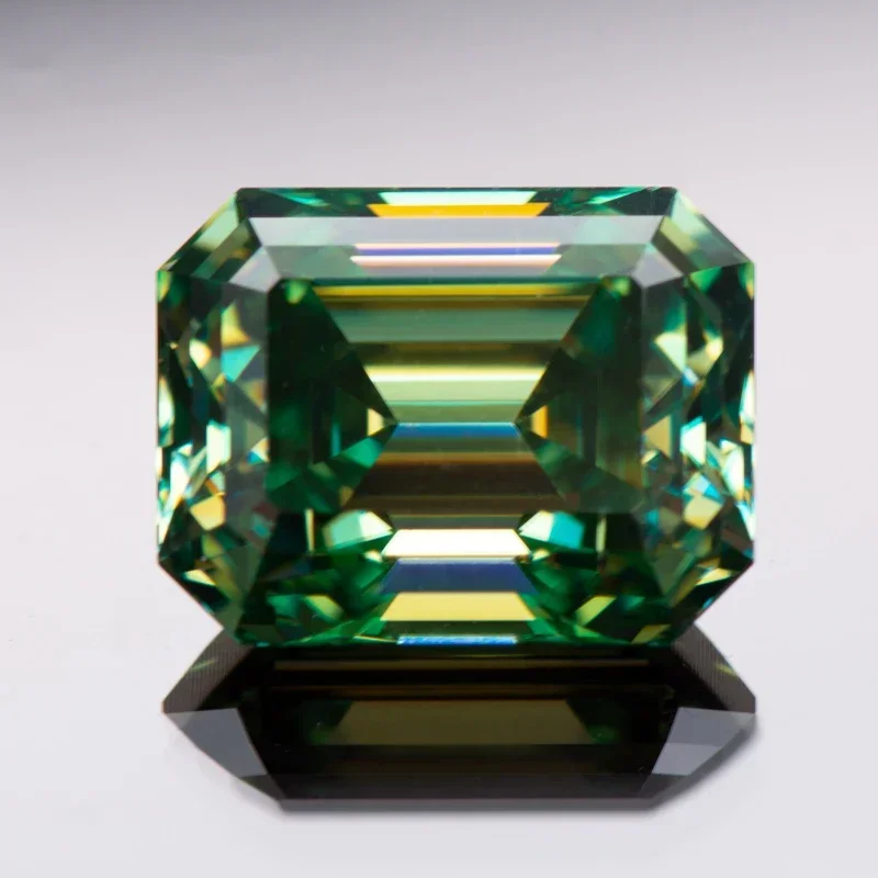 Moissanite Stone Natural Color Yellow Green Emerald Cut Gemstone Lab Grown Diamond Jewelry Making Materials With GRA Certificate