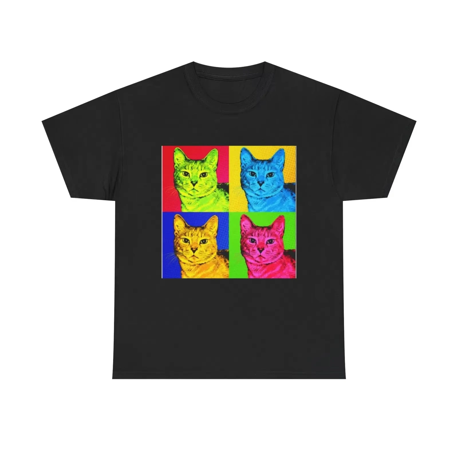 

Andy Warhol T Shirt Vintage Art Poster Retro 80s Unisex Heavy Cotton Tee Cats Printed Pattern