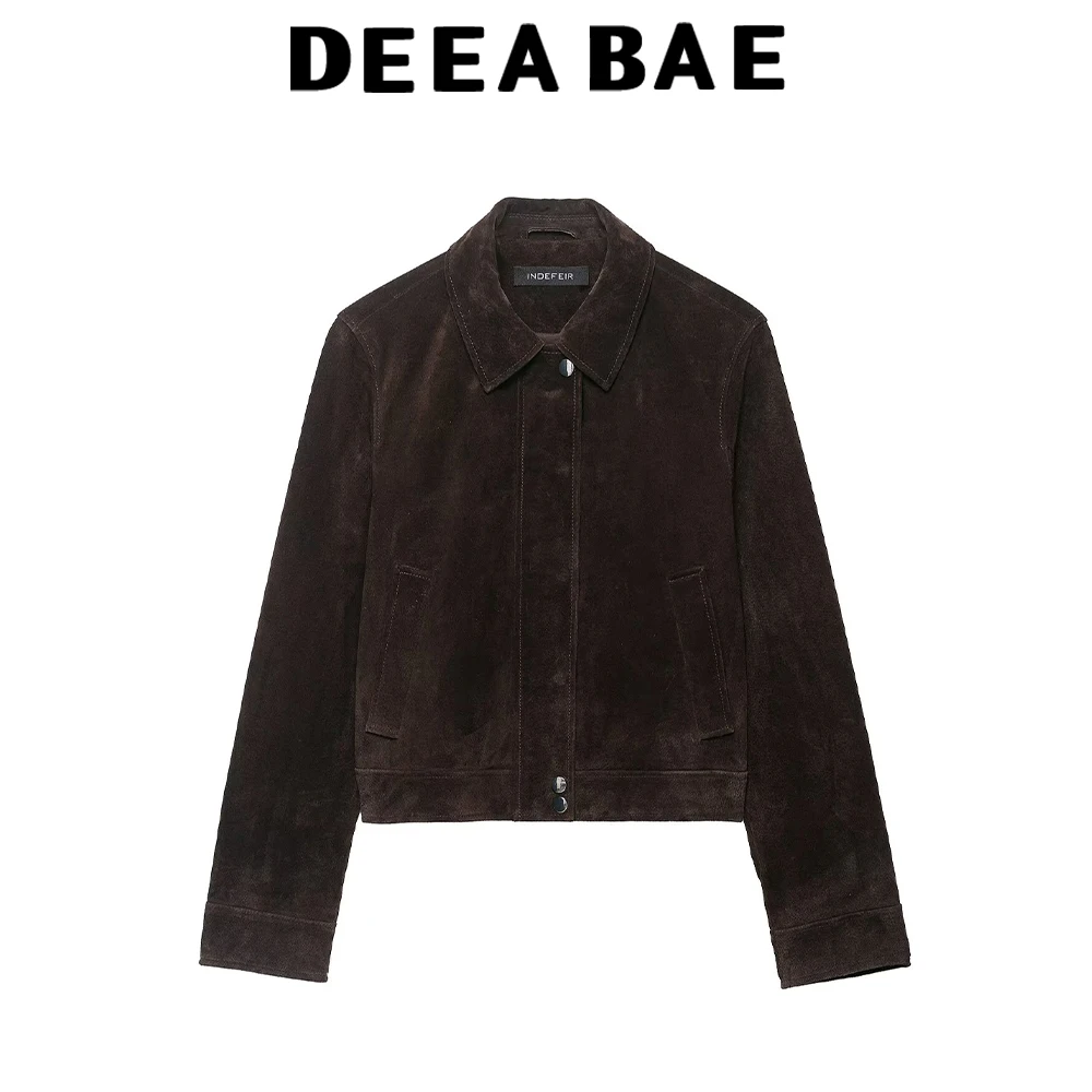 

DEEABAE 2025 осенний новый продукт, женская мода, универсальный стиль, тонкий вид, короткая куртка с откидным воротником и длинными рукавами, пальто