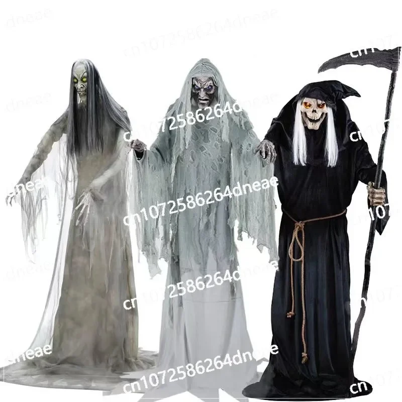 

haunted house horror props ornament animatronic Halloween large electric skeleton induction sounding ghost witch pumpkin man
