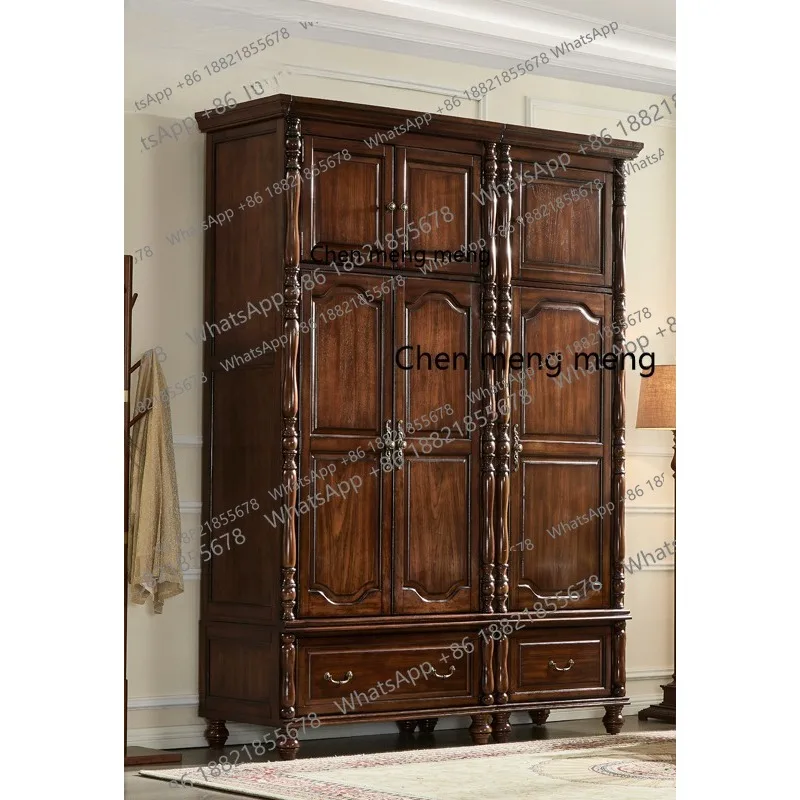 

Solid wood wardrobe, bedroom furniture, three doors, household large-capacity lockers