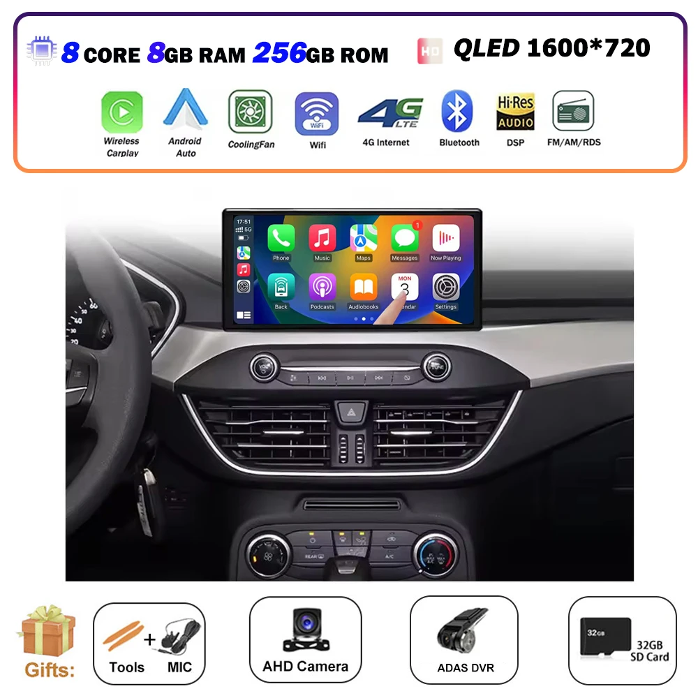 10.33 Inch Android 16 Voor FORD Focus 2019-2022 Autoradio Multimedia Video Player GPS Navigatie Stereo 360 Camera BT DSP Carplay