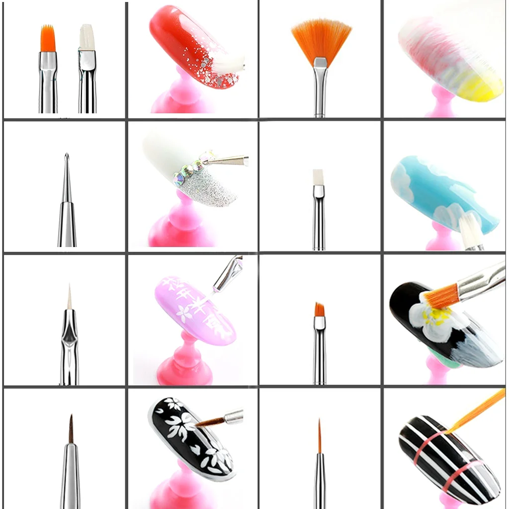 15 قطعة/المجموعة من فرش تزيين الأظافر بأنواع مختلفة - فرش فن الأظافر للطلاب لممارسة فن الأظافر المتخصصة #3