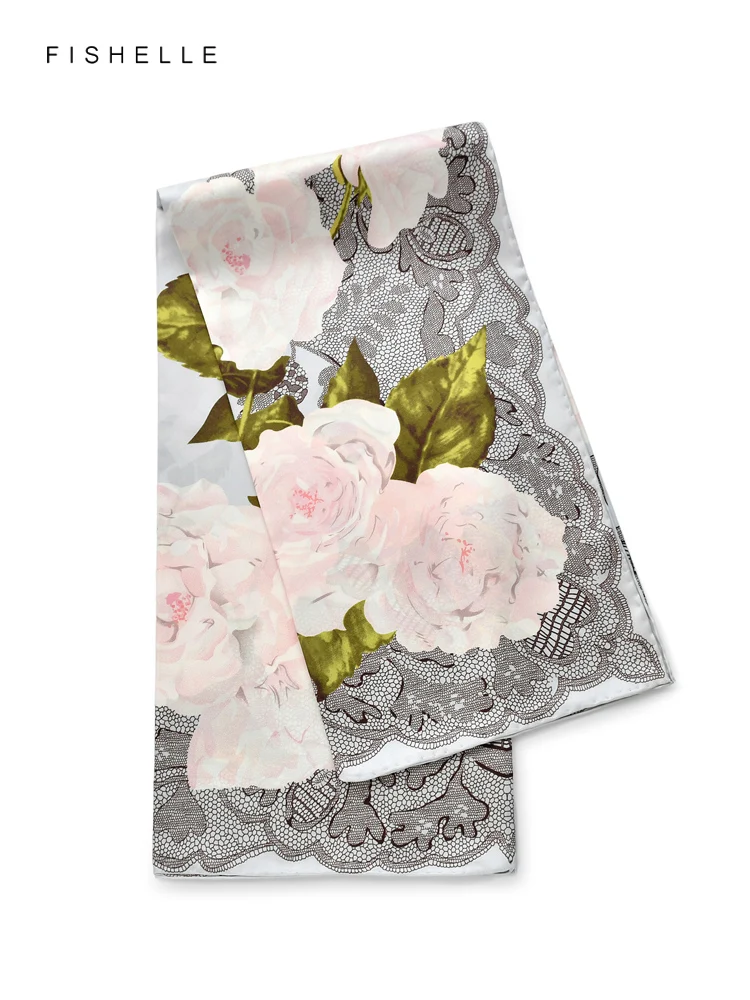 New Elegant Camellia Blossom Printed Natural Silk Square Scarf Women Spring Autumn Real Silk Scarves Female Shawl Luxury Gifts