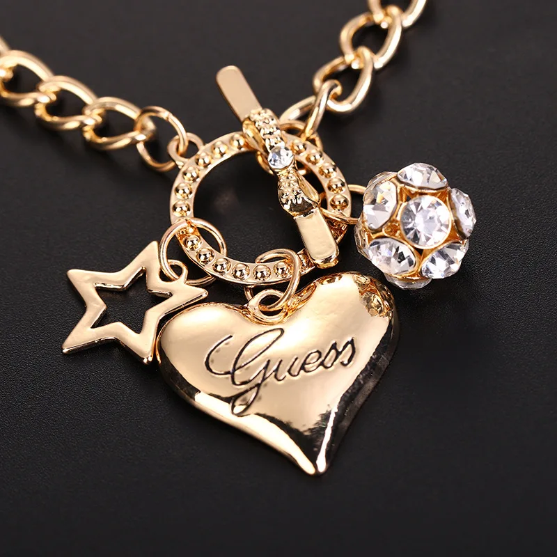 Heart Charm Hallowout Star Fire Ball Pendant Bracelet For Women Cute Charm Lock Closure Ins Women Bracelet Patry Jewelry Gifts